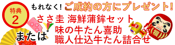 もれなくもらえる初売先取り成約特典